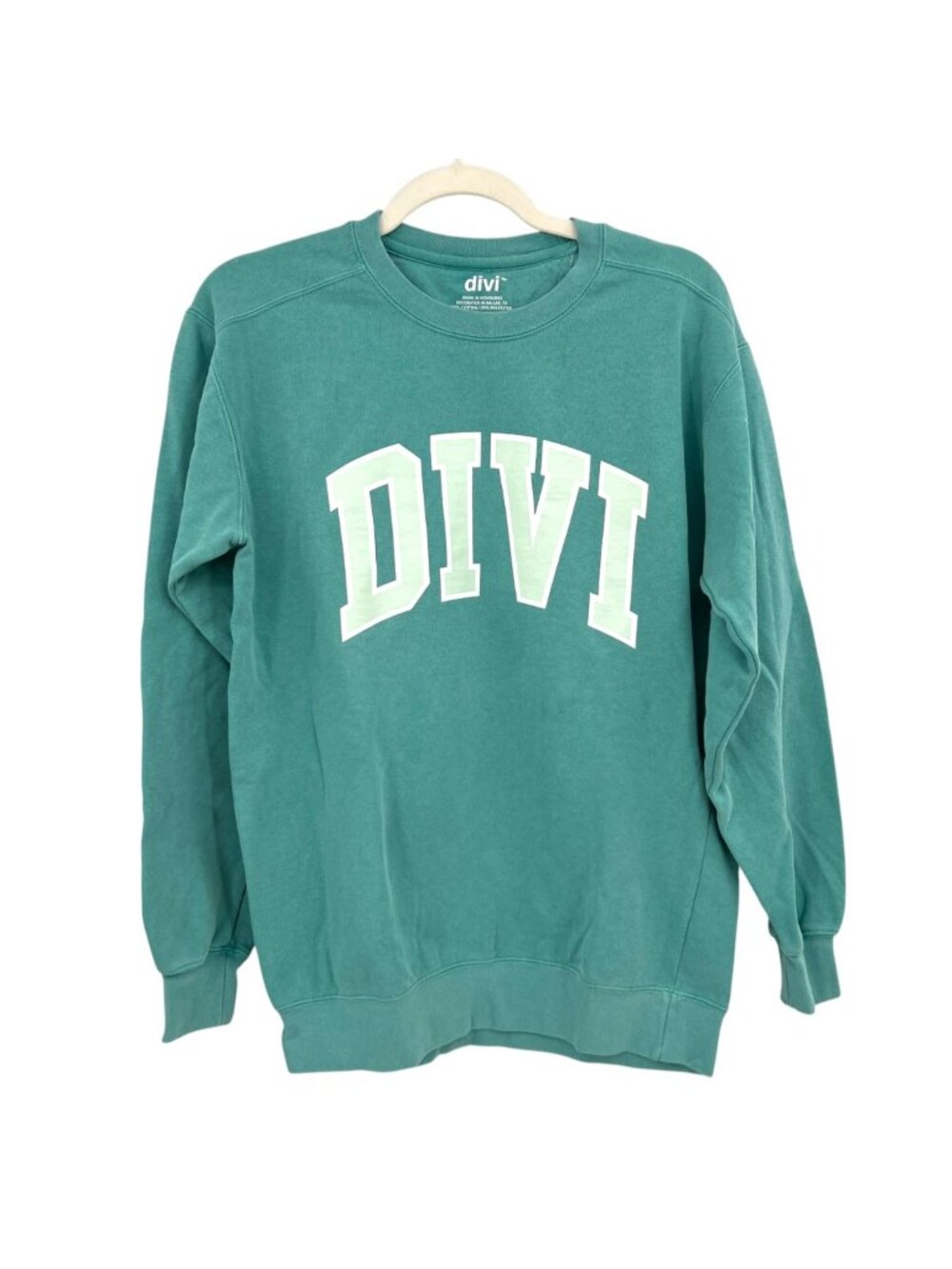 Divi Collegiate Crewneck Sweatshirt Comfort Colors Seafoam Green Size Small